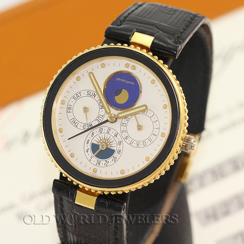 Gerald Genta Gefica Alarm Moonphase Quartz Ref 2778.7 18K